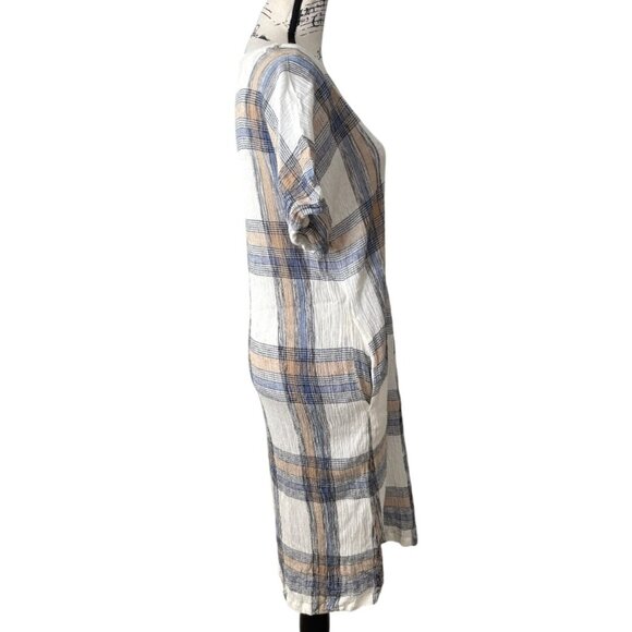 Masai Copen Hagen Womens Plaid Midi Dress With Side Tie Size XL - Picture 2 of 9